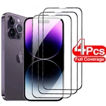 4PCS Tempered Protective Glass For iPhone 14 13 12 11 Pro Max Mini Screen Protector On iPhone 14 Plus 11 X XR XS Max 6 7 8 Glass