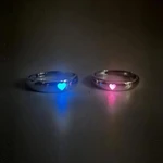 New Heart-shaped Glow Ring Personalized Opening Adjustable Couple Rings Men Women Pink Blue Finger Jewelry Gift for Girlfriend