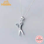 TrustDavis Real 925 Sterling Silver Personality Scissors Pendant Handmade DIY Necklace Accessories Girls Jewelry Wholesale HY738