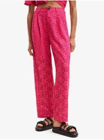 Women's Desigual Dharma Dark Pink Lace Pants