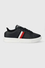 Kožené sneakers boty Tommy Hilfiger SUPERCUP LTH STRIPES ESS tmavomodrá barva, FM0FM04895