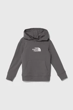 Dětská bavlněná mikina The North Face DREW PEAK LIGHT P/O HOODIE šedá barva, s kapucí, s aplikací