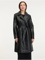 Black Women's Leatherette Coat JDY Vicos - Ladies