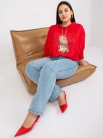 Red Oversized Blouse with Baby Manon