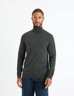 Dark grey men's basic turtleneck sweater Celio Menos