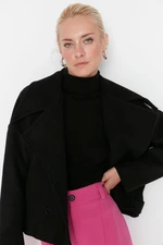 Trendyol Black Wide-Cut Oversize Woolen Cachet Coat