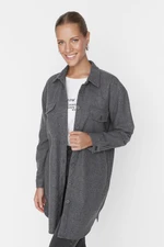 Trendyol Gray Double Pocket Detailed Winter Shirt