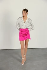 VATKALI Draped Satin Mini Skirt Pink