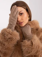 Dark beige gloves with eco-leather inserts