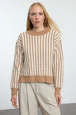 Trendyol Camel Basic Striped Knitwear Sweater