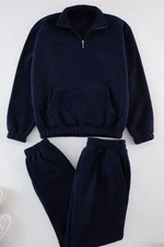 Trendyol Navy Blue Oversize/Wide Cut Basic Tracksuit Set