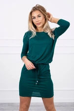 Viscose dress with waist tie dark green