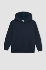 DEFACTO Boys Navy Blue Pocket Hooded Thick School Sweatshirt