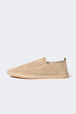 DEFACTO Men's Flat Sole Leather Suede Espadrille