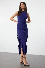 Trendyol Saxe Plain Ruffle Maxi Knit Dress