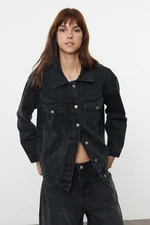 Trendyol Black Oversize Trucker Denim Jacket