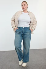 Trendyol Curve Blue High Waist Wide Leg Plus Size Jeans