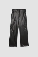 DEFACTO Straight Fit Faux Leather Trousers