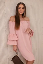 Spanish dress with ruffles on the sleeve powder pink