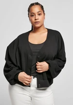 Women's Organic Oversized Short Terry Cardigan Black