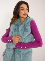 Mint fur vest with hook-and-loop fastening