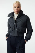 Trendyol Navy Blue Oversize Molded Rib Detailed Water Repellent Quilted Puffer Jacket