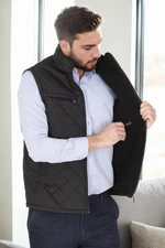 15240 Dewberry Quilted Mens Vest with Fleece Inside-BLACK