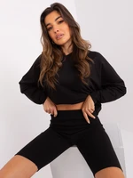 Black cotton casual set with a plain sweatshirt