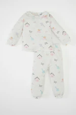 DEFACTO Baby Girl Patterned Long Sleeve Cotton Pajama Set