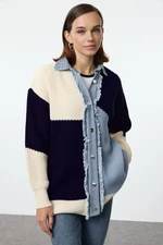 Trendyol Blue Denim Fabric Knitwear Cardigan