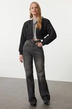 Trendyol Anthracite High Waist Wide Leg Jeans