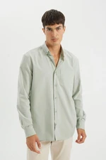 DEFACTO Men's Light Green Regular Fit Regular Fit Oxford Cotton Long Sleeve Shirt A8028Ax24Au