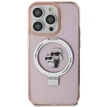 Zdní kryt Karl Lagerfel KLHMP15XHMRSKCP Ringstand KC MagSafe pro Apple iPhone 15 Pro Max, pink