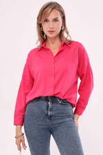 armonika Women's Fuchsia Oversize Long Basic Shirt