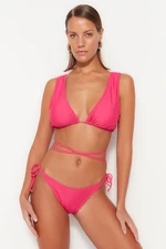 Trendyol Fuchsia Tie-Up Regular Leg Bikini Bottom