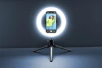 Tripod Cellularline Selfie Ring s LED osvětlením pro selfie fotky a videa, černá