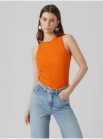 Oranžové dámské žebrované basic tílko AWARE by VERO MODA Lavender - Dámské