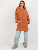 Lady's dark orange plush coat with hood