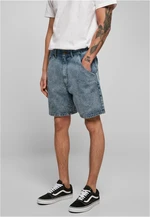 Organic Denim Bermuda Shorts Light Sky Blue Acid Washed