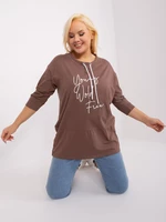 Brown loose plus size blouse with buttons