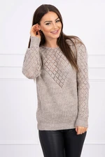 Openwork sweater dark beige