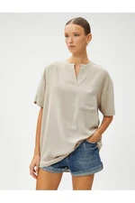 Koton Short Sleeve Blouse With Pocket Grand Collar