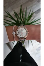 Polo Air Luxury Stone Roman Numeral Women's Wristwatch Zircon Stone Elegant Bracelet Copper-silver Color