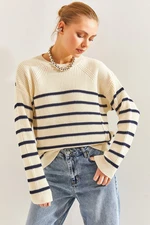 Bianco Lucci Women's Striped Thessaloniki Knitted Knitwear Sweater