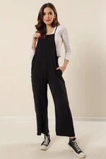 By Saygı Hangers and Side Pockets Ayrobin Gardener Overalls Black