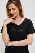 Blouse with lace neckline