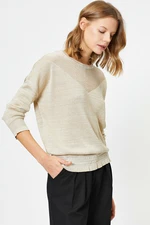 Koton Knit Detailed Three Quarter Sleeve Silvery Knitwear Sweater