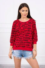 Blouse with inscriptions red S/M - L/XL