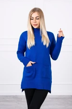 Sweater with stand-up collar purple-blue