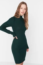 Trendyol Emerald Green Mini Sweater Dress With Accessory Detail